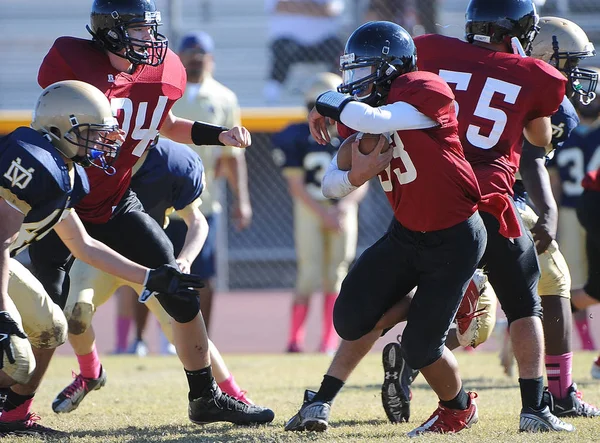 High School Football Game Action Regular Season Games Being Played — Stock Photo, Image