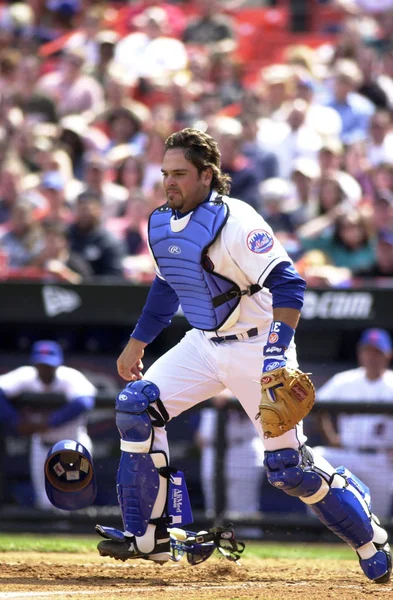 Mike Piazza Hall Fame Catcher Para New York Mets Ação — Fotografia de Stock