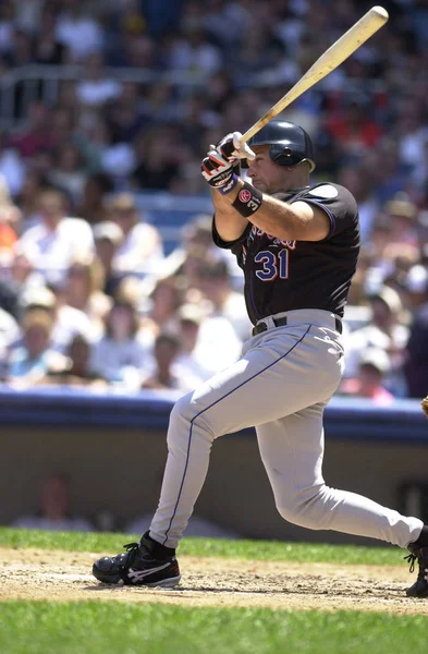 Mike Piazza Hall Fame Catcher New York Mets Azione Durante — Foto Stock