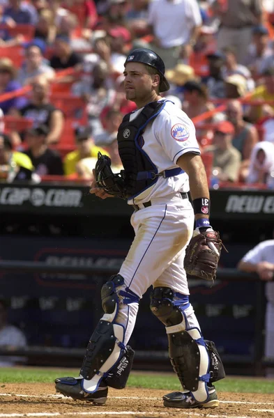 Mike Piazza Hall Fame Catcher New York Mets Azione Durante — Foto Stock