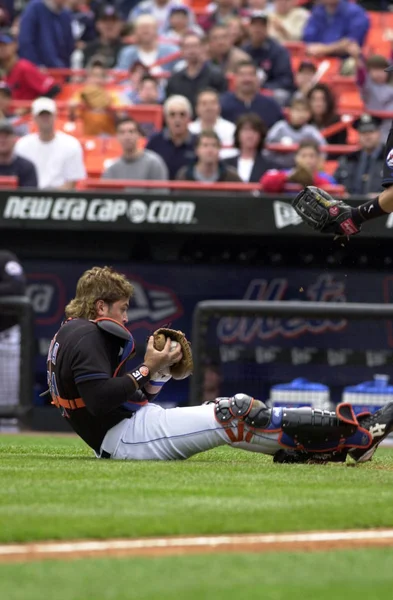 Mike Piazza Hall Fame Catcher Para New York Mets Ação — Fotografia de Stock