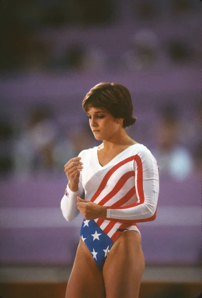 Mary Lou Retton Ist Eine Pensionierte Amerikanische Turnerin Bei Den — Stockfoto