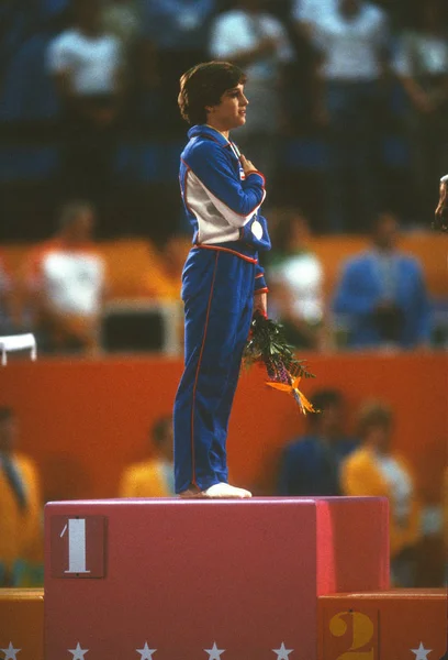 Mary Lou Retton Una Gimnasta Estadounidense Retirada Los Juegos Olímpicos —  Fotos de Stock