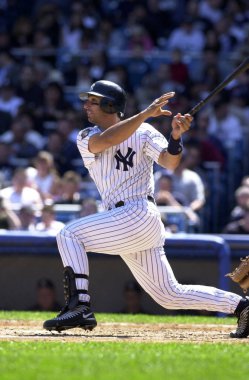 New York Yankees normal sezon oyun sırasında oyun eylem için Jorge Posada avcısı. Jorge Posada için New York Yankees Major League Baseball 17 sezon oynayan bir Porto Rikolu eski profesyonel beyzbol alıcı olduğunu.