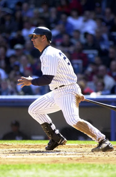 Jorge Posada Catcher Para New York Yankees Ação Durante Jogo — Fotografia de Stock