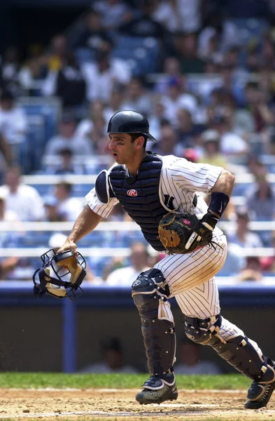Jorge Posada Ricevitore New York Yankees Azione Durante Una Partita — Foto Stock