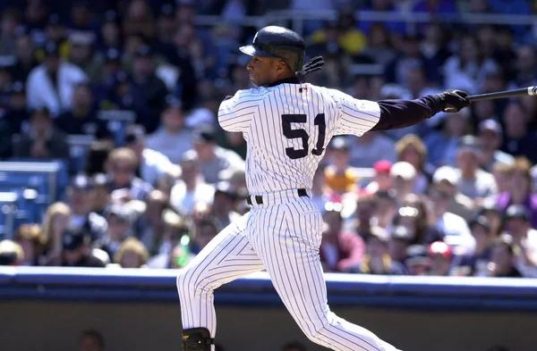 Bernie Williams Esterno New York Yankees Azione Durante Una Partita — Foto Stock