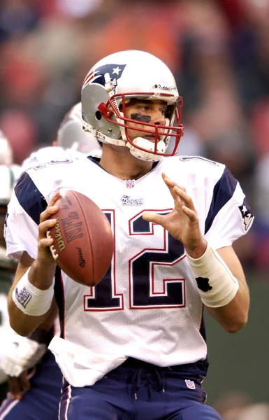 Tom Brady Quarterback Para New England Patriots Ação Durante Temporada — Fotografia de Stock