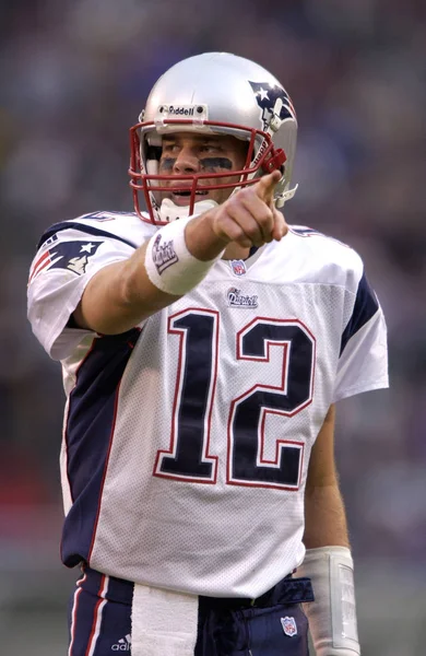 Tom Brady Quarterback Para New England Patriots Ação Durante Temporada Fotografias De Stock Royalty-Free