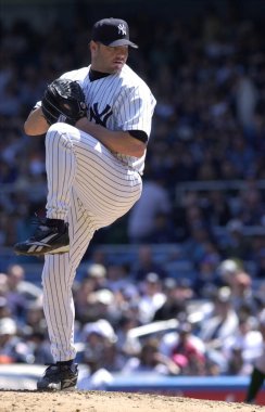 Roger Clemens sürahi için New York Yankees normal sezon oyun sırasında oyun eylem. Roger Clemens, 