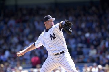 Roger Clemens sürahi için New York Yankees normal sezon oyun sırasında oyun eylem. Roger Clemens, 