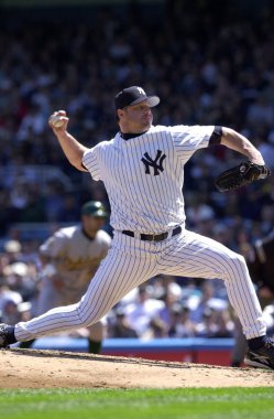 Roger Clemens sürahi için New York Yankees normal sezon oyun sırasında oyun eylem. Roger Clemens, 