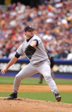 Roger Clemens sürahi için New York Yankees normal sezon oyun sırasında oyun eylem. Roger Clemens, 