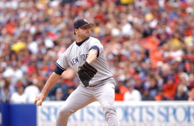 Roger Clemens sürahi için New York Yankees normal sezon oyun sırasında oyun eylem. Roger Clemens, 