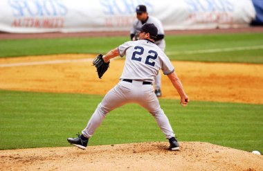 Roger Clemens sürahi için New York Yankees normal sezon oyun sırasında oyun eylem. Roger Clemens, 