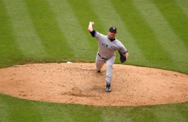 Roger Clemens sürahi için New York Yankees normal sezon oyun sırasında oyun eylem. Roger Clemens, 