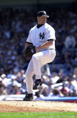 Roger Clemens sürahi için New York Yankees normal sezon oyun sırasında oyun eylem. Roger Clemens, 