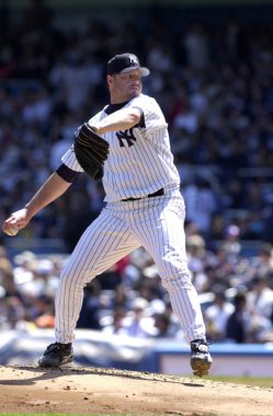 Roger Clemens sürahi için New York Yankees normal sezon oyun sırasında oyun eylem. Roger Clemens, 