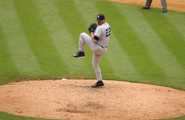 Roger Clemens Werper Voor New York Yankees Spelactie Tijdens Een — Stockfoto