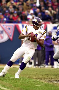 Daunte Culpepper oyun kurucu için Minnesota Vikings oyun eylem normal sezon Nfl oyun sırasında. Daunte Culpepper öncelikle Minnesota Vikings ile 11 sezon için ulusal futbol liginde oynayan eski bir Nfl quarterback olduğunu.