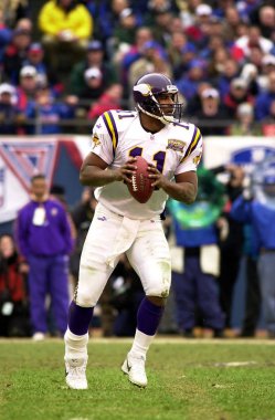 Daunte Culpepper oyun kurucu için Minnesota Vikings oyun eylem normal sezon Nfl oyun sırasında. Daunte Culpepper öncelikle Minnesota Vikings ile 11 sezon için ulusal futbol liginde oynayan eski bir Nfl quarterback olduğunu.
