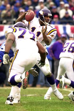 Daunte Culpepper oyun kurucu için Minnesota Vikings oyun eylem normal sezon Nfl oyun sırasında. Daunte Culpepper öncelikle Minnesota Vikings ile 11 sezon için ulusal futbol liginde oynayan eski bir Nfl quarterback olduğunu.