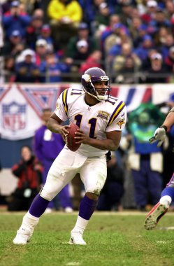 Daunte Culpepper oyun kurucu için Minnesota Vikings oyun eylem normal sezon Nfl oyun sırasında. Daunte Culpepper öncelikle Minnesota Vikings ile 11 sezon için ulusal futbol liginde oynayan eski bir Nfl quarterback olduğunu.