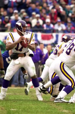 Daunte Culpepper oyun kurucu için Minnesota Vikings oyun eylem normal sezon Nfl oyun sırasında. Daunte Culpepper öncelikle Minnesota Vikings ile 11 sezon için ulusal futbol liginde oynayan eski bir Nfl quarterback olduğunu.