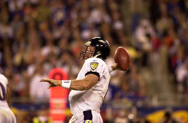 Trent Dilfer Rozgrywający Baltimore Ravens Działaniu Gry Super Bowl Xxxv — Zdjęcie stockowe