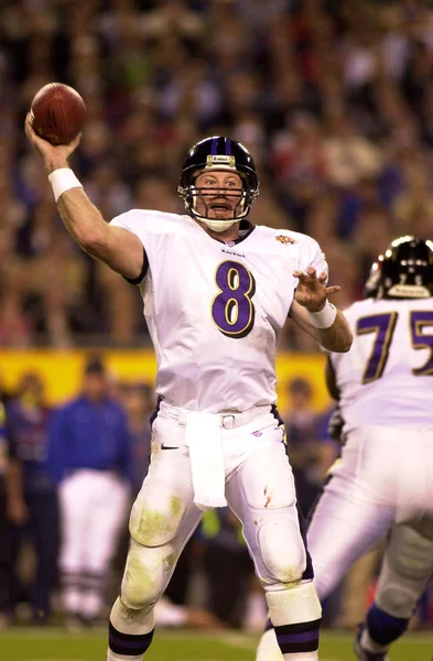 Trent Dilfer Quarterback Baltimore Ravens Azione Nel Super Bowl Xxxv — Foto Stock