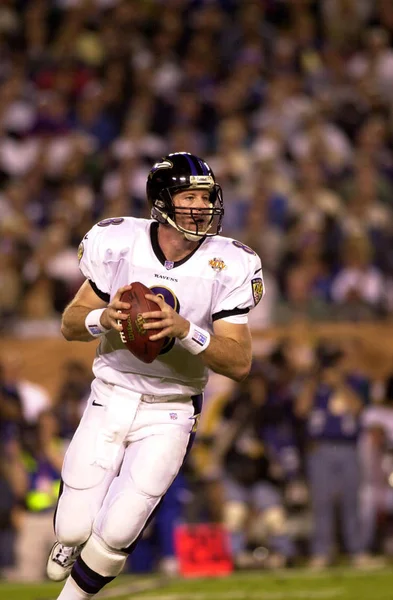 Trent Dilfer Quarterback Para Baltimore Ravens Ação Super Bowl Xxxv Imagens Royalty-Free