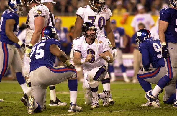 Trent Dilfer Quarterback Para Baltimore Ravens Ação Super Bowl Xxxv Imagem De Stock