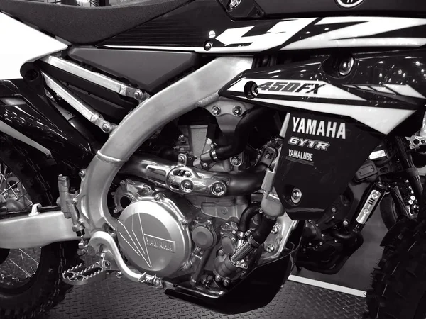 Деталь Хромированного Двигателя Мотоцикла Крупным Планом Мотоциклетный Двигатель Двигатель Который — стоковое фото