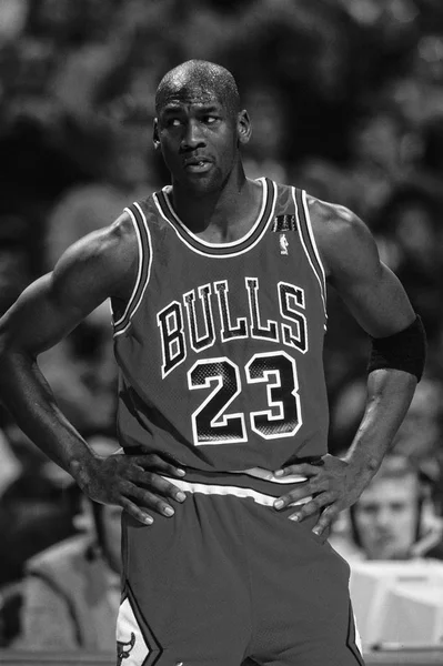 Düzenli Bir Nba Oyununda Oyun Eylem Chicago Bulls Michael Jordan — Stok fotoğraf