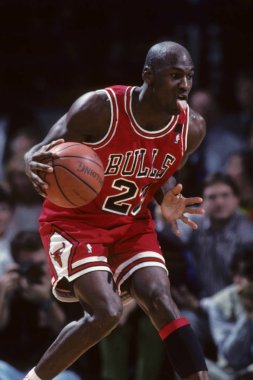 Düzenli bir Nba oyununda oyun eylem Chicago Bulls Michael Jordan Hall Of Fame oyuncu. Michael Jordan eski profesyonel basketbol oyuncusudur. O 15 sezon çekilmeden önce ulusal basketbol liginde oynadı.