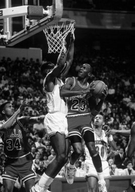 Düzenli bir Nba oyununda oyun eylem Chicago Bulls Michael Jordan Hall Of Fame oyuncu. Michael Jordan eski profesyonel basketbol oyuncusudur. O 15 sezon çekilmeden önce ulusal basketbol liginde oynadı.