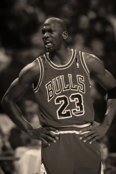 Michael Jordan Hall Fame Joueur Des Bulls Chicago Action Dans — Photo
