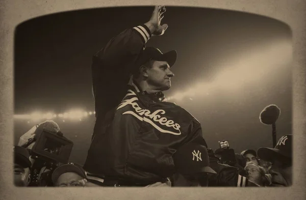 Joe Torre Manager New York Yankees Waving Crowd New York — Stock Photo, Image