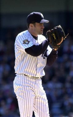 Mike Mussina oyun eylem Bronx Yankee stadyumunda yunuslama New York Yankees için yunuslama.