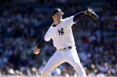 Mike Mussina oyun eylem Bronx Yankee stadyumunda yunuslama New York Yankees için yunuslama.