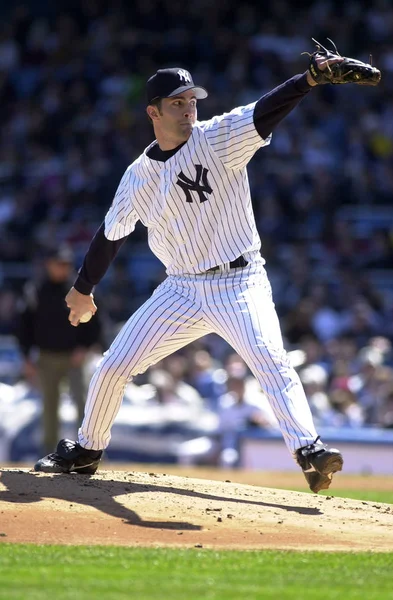 Mike Mussina Lancia New York Yankees Lanciando Nello Yankees Stadium — Foto Stock