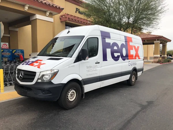 Fedex Lastbil Fedex Corporation Amerikansk Multinationella Kurir Leverans Tjänsteföretag Med — Stockfoto