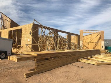 Yeni ev inşaatı çerçeveleme Gilbert inşa ediliyor, Arizona Amerika Birleşik Devletleri'nin Güneybatı kesiminde.