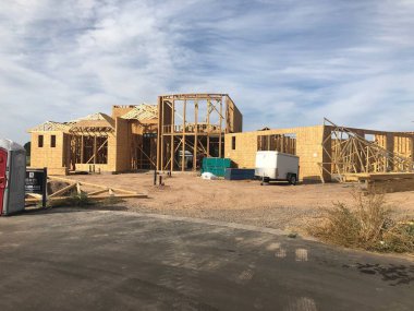Yeni ev inşaatı çerçeveleme Gilbert inşa ediliyor, Arizona Amerika Birleşik Devletleri'nin Güneybatı kesiminde.