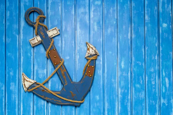 Anchor Decoration Wooden Plank Wall Background — Stock Photo, Image