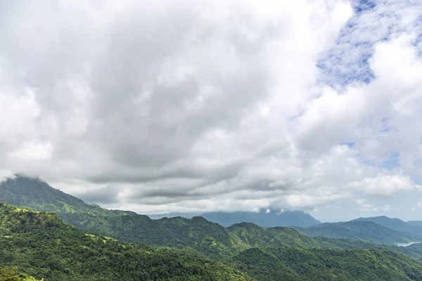 Paesaggio Montagna Con Albero Nube — Foto Stock