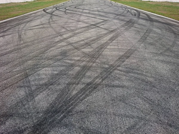 Antecedentes Com Marcas Pneus Pista Estrada — Fotografia de Stock