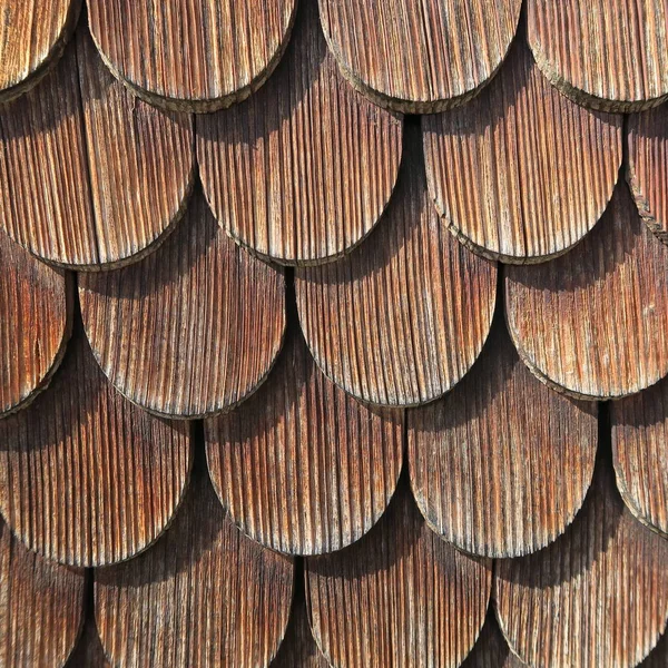 Płytki Wykonane Drewna Rolników Zewnętrznej Ścianie Starych Domów — Zdjęcie stockowe