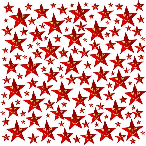 Красный Звёзды Лицо Смех Улыбка Золото Узор Цветной Мотив — стоковое фото