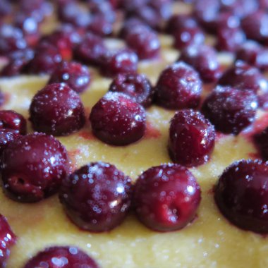 basit ve ev pişmiş Maya kiraz kek görünümünü kapat